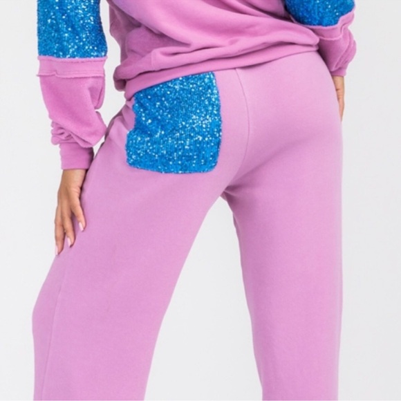 SEQUIN COTTON SPANDEX KNIT JOGGER PANT SET - Picture 6 of 7